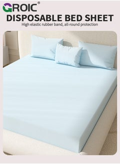 GROIC Disposable Bed Sheets with Flat Sheet,Quilt Cover,and 2 pillow cases,Disposable Fitted Sheets Travel Bedding Cover for Hotel, Disposable Travel Sheet with Quilt Cover and Pillowcase for Travel  - Image 2