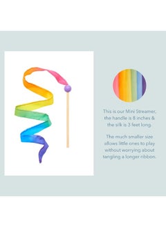 Sarah's Silks Sarah's Silks Mini Rainbow Streamer - Long Ribbon Wand for Kids, Pretend Play, Dance, Baton Stick Twirling, and Gymnastics Party Favors | 100% Silk and Wood Montessori and Waldorf Toys (2)  - Image 5