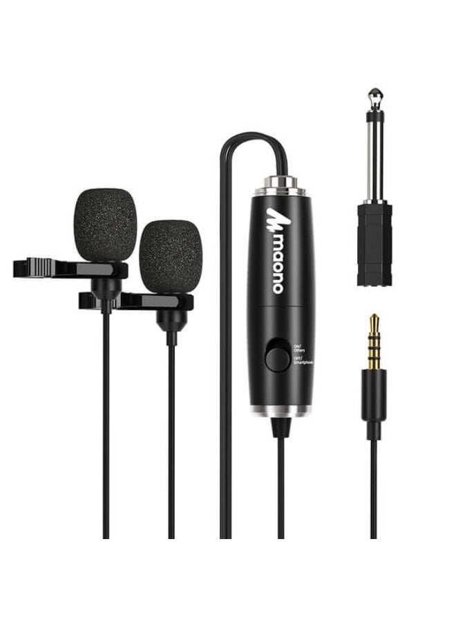 Maono AU-201 Dual Omnidirectional Lavalier Condenser Microphone 6 Meter Cable - Image 1