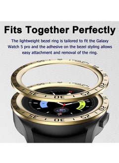 Y&D Bezel Loop Compatible for Samsung Watch 5 Pro Ring, Stainless Steel Anti Scratch Adhesive Frame Lightweight Cover Galaxy 45mm Gold  - Image 4