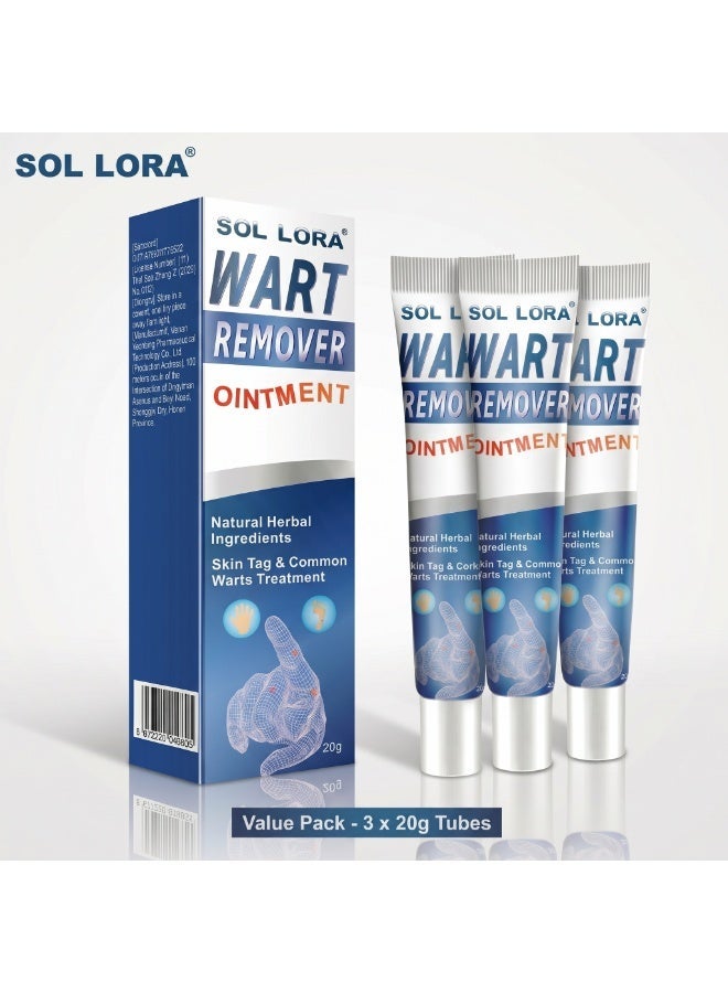 SOL LORA 3-Pack Wart Remover Ointment 20g Natural Herbal Ingredients for Skin Tags Warts Acne Spots & Scar Care - Image 1