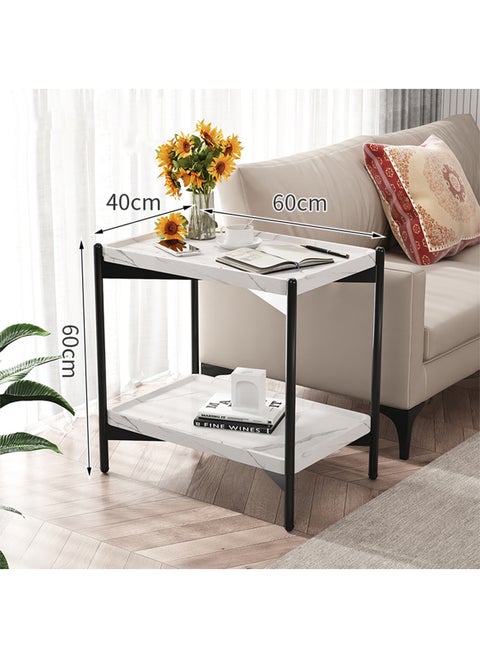 Modern Simple Small Apartment Double-Layer Square Coffee Table Living Room Mobile Sofa Double-Layer Side Table 60*40*60CM