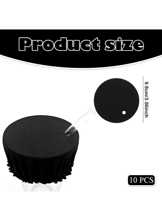 JCD 10 Pcs Reusable Drink Cover Scrunchie, Elastic Cup Protector with Straw Hole, Black, Universal Fit for Alcohol Spiking Prevention - Image 2