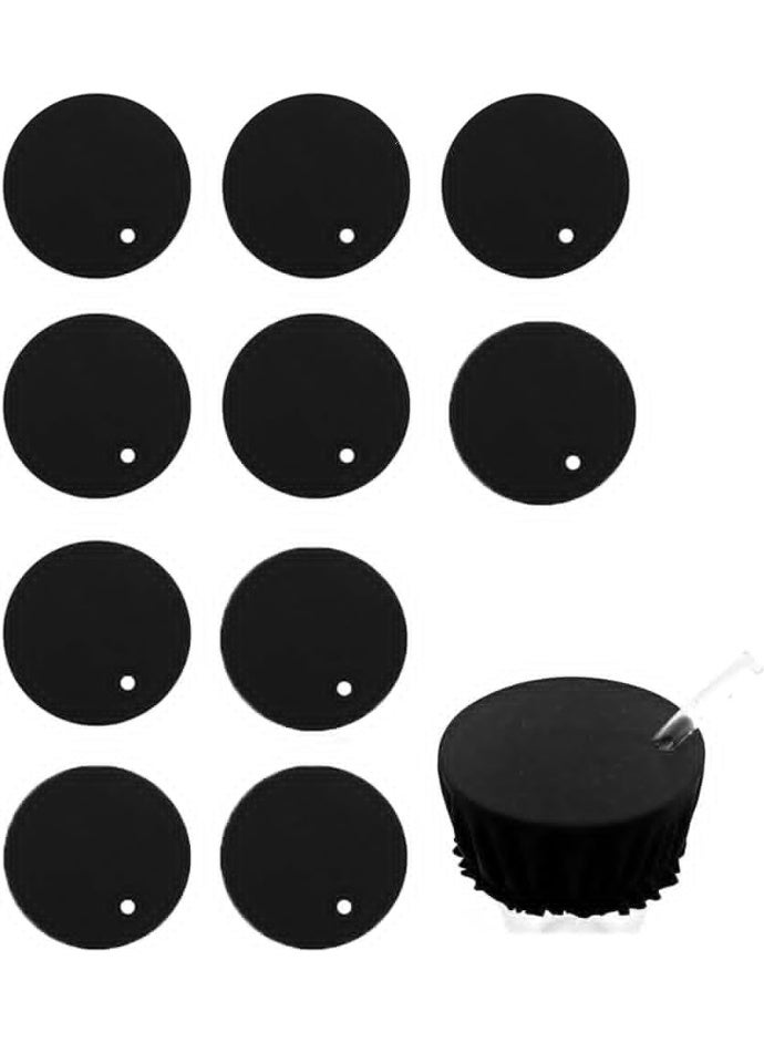 JCD 10 Pcs Reusable Drink Cover Scrunchie, Elastic Cup Protector with Straw Hole, Black, Universal Fit for Alcohol Spiking Prevention - Image 1