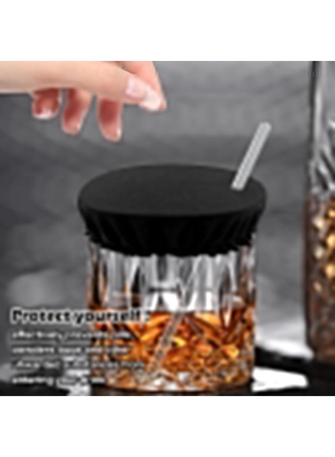 JCD 10 Pcs Reusable Drink Cover Scrunchie, Elastic Cup Protector with Straw Hole, Black, Universal Fit for Alcohol Spiking Prevention - Image 4