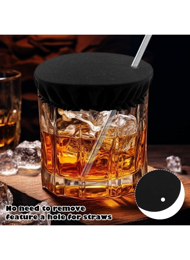 JCD 10 Pcs Reusable Drink Cover Scrunchie, Elastic Cup Protector with Straw Hole, Black, Universal Fit for Alcohol Spiking Prevention - Image 5