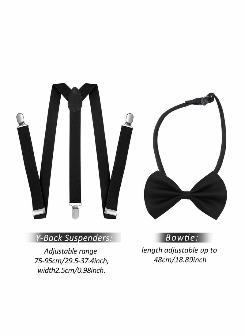 Generic - 1920s Gatsby Costume for Men Fancy Dress Accessories Set 5 Pieces 1920s Men Accessories Set Includings Beret Hat Adjustable Elastic Suspenders Bow Tie Vintage Pocket Watch and Toy Handle - Image 1
