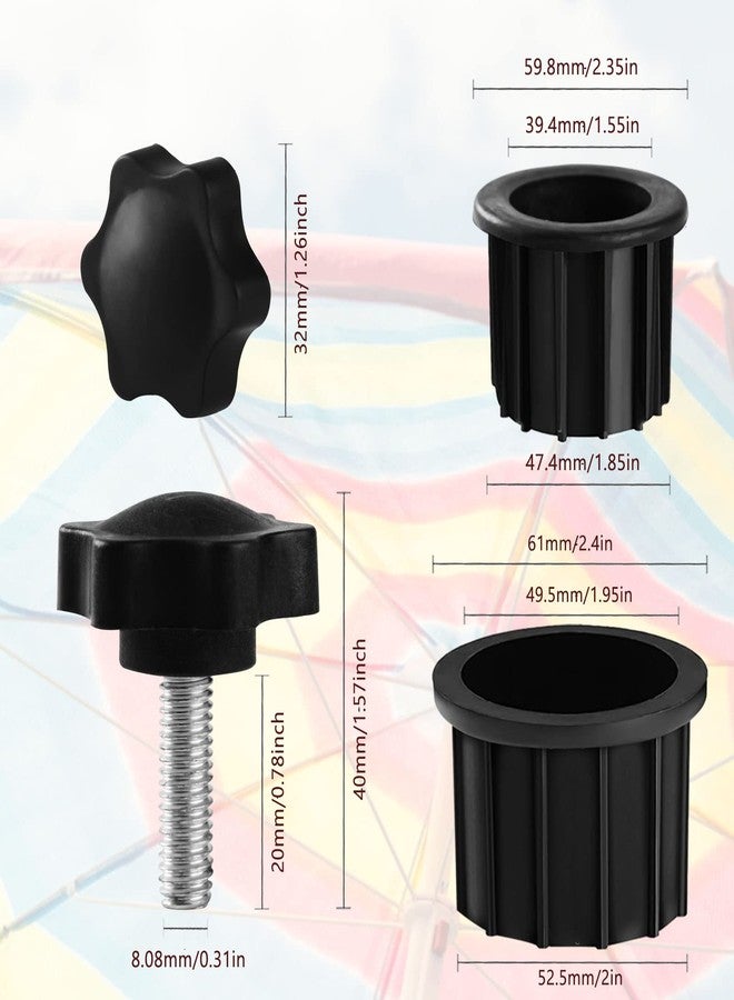 CANIPHA 6 Pcs Umbrella Base Stand Replacement Parts,Patio Umbrella Base Replacement Parts Outdoor Umbrella Hole Ring Plug Cover with M8 Thread Screw Replacement Hand Knob for Backyard Patio Table Decks(Black) - Image 3
