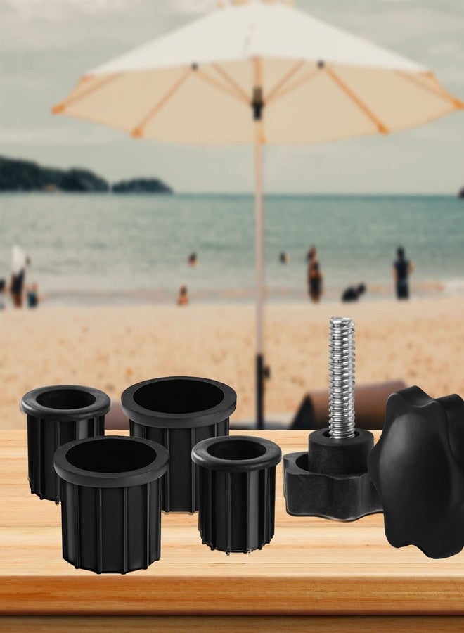 CANIPHA 6 Pcs Umbrella Base Stand Replacement Parts,Patio Umbrella Base Replacement Parts Outdoor Umbrella Hole Ring Plug Cover with M8 Thread Screw Replacement Hand Knob for Backyard Patio Table Decks(Black) - Image 2