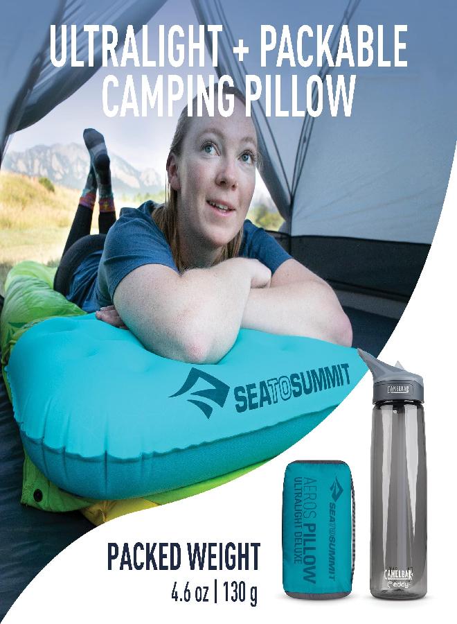 SEA TO SUMMIT To Summit Aeros Ultralight Inflatable Camping And Travel Pillow, Deluxe (22 X 14), Aqua - Image 2