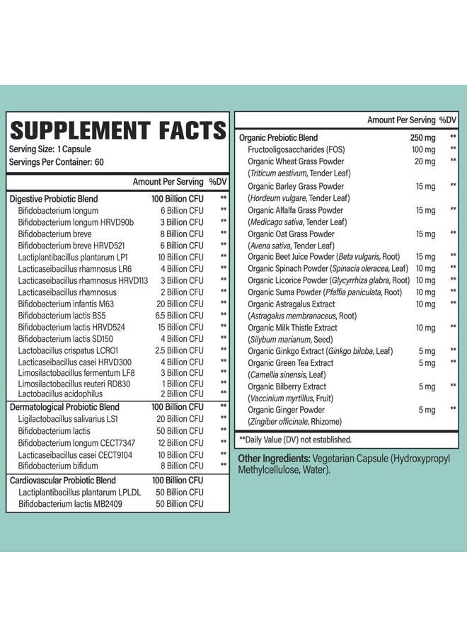 Dmeisy Probiotics for Women and Men 300 Billion CFU 24 Strains Probiotics with 15 Organic Herbs Prebiotics Blend Shelf Stable Probiotic Supplement for Digestive Immune & Whole-Body Health 2 Month Supply - Image 2