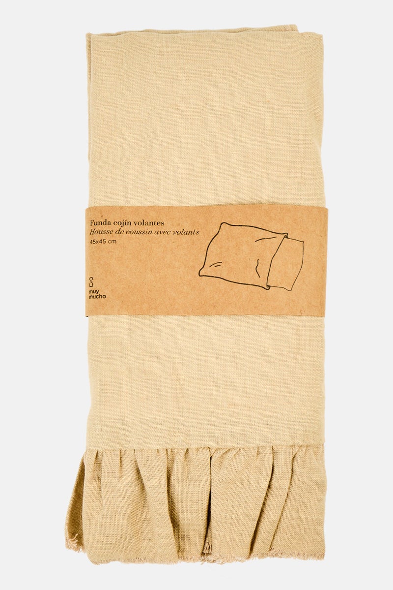 Muy Mucho غطاء وسادة مزخرف 45 x 45 سم، بيج - Image 1