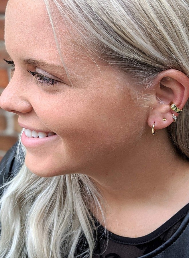 espere Rhodium Plated Sterling Silver Small Hoop Earrings Ring Cuff Ear Huggies | Simple Mini Hoops | Minimalist Second Hole Hoops Cartilage Hoop [10mm] - Image 2