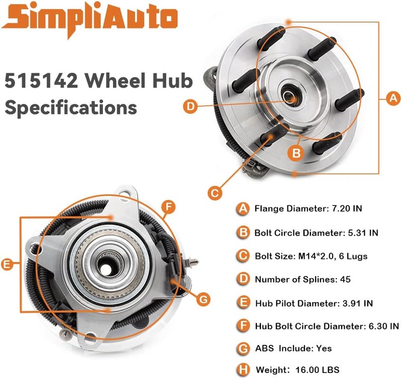 SimpliAuto Front Wheel Hub Bearing Replacement for Ford F150, Expedition, Lincoln Navigator (2011-2014) - Image 3