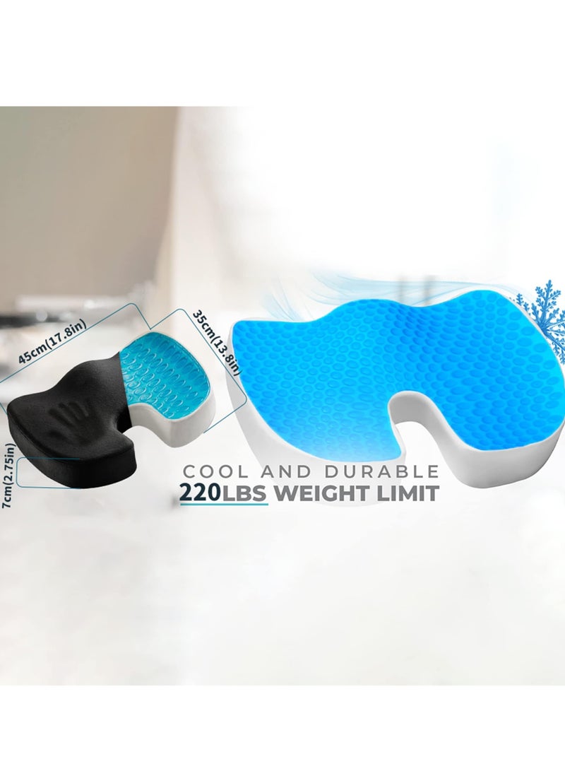 تراسل وسادة مقعد هلامية للجلوس الطويل - وسادة كرسي ميموري فوم لتخفيف آلام عرق النسا - وسادة عصعص العصعص من الجل والذاكرة لتخفيف آلام عظمة الذنب وآلام الظهر - Image 2