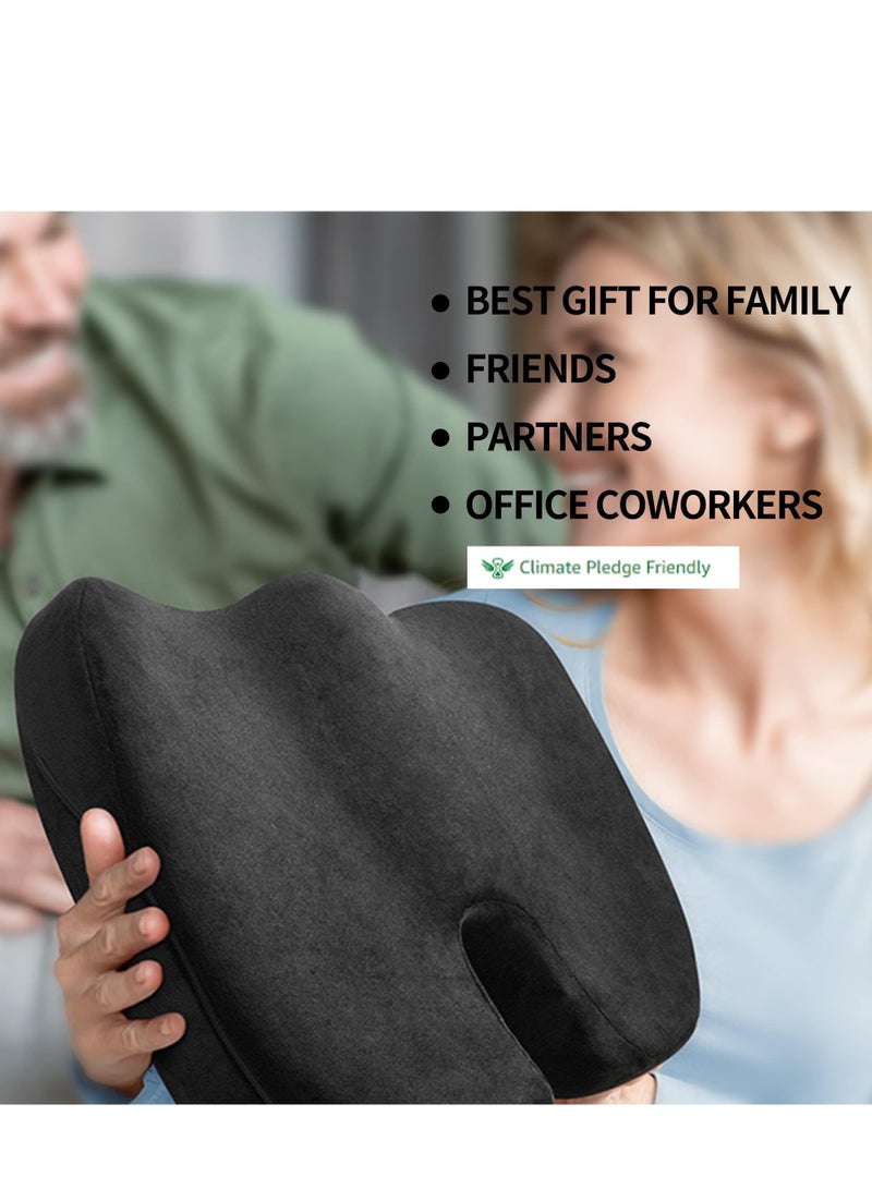 تراسل وسادة مقعد هلامية للجلوس الطويل - وسادة كرسي ميموري فوم لتخفيف آلام عرق النسا - وسادة عصعص العصعص من الجل والذاكرة لتخفيف آلام عظمة الذنب وآلام الظهر - Image 3