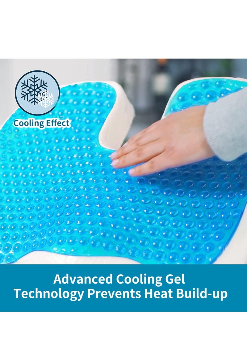 تراسل وسادة مقعد هلامية للجلوس الطويل - وسادة كرسي ميموري فوم لتخفيف آلام عرق النسا - وسادة عصعص العصعص من الجل والذاكرة لتخفيف آلام عظمة الذنب وآلام الظهر - Image 5