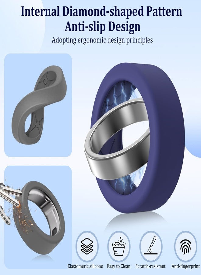 YWXTW [عبوة من 12 غطاء خاتم لخواتم Oura Ring 3/4/Samsung Ring/Ultrahuman Ring، [تصميم مُحسّن مضاد للانزلاق] واقي خاتم سيليكون مضاد للخدش بنسيج معيني للرجال والنساء، متعدد الألوان - براءة اختراع قيد الانتظار - Image 2