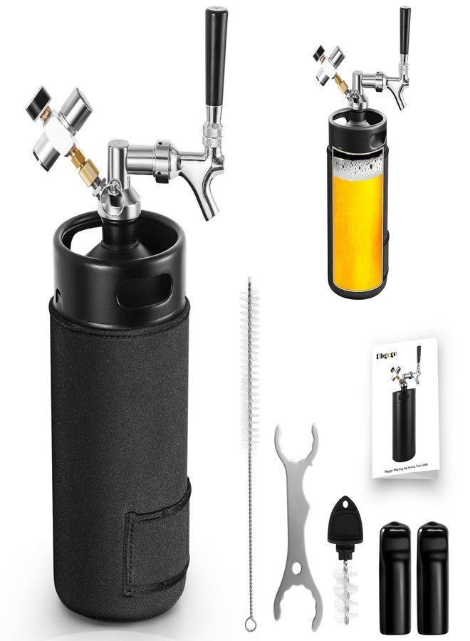 Dbgogo 128 OZ Mini Keg Growler Beer Tap System with Keg Sleeve, 0-60 PSI Keg CO2 Regulator Stainless Core Draft Beer Faucet Self-Closing Spring Brew Hose Kegerator Craft Carbonation Dispenser - Image 1