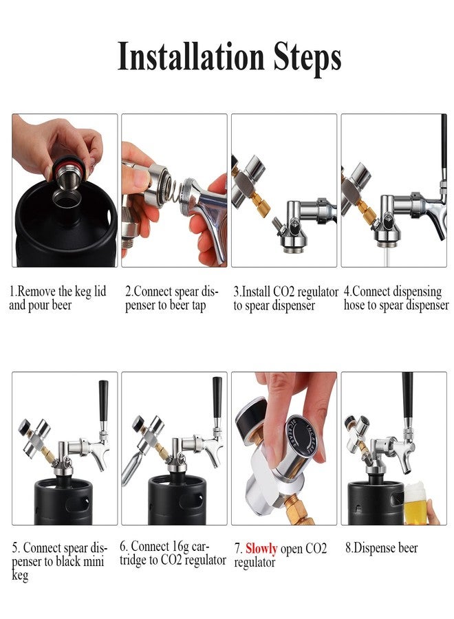 Dbgogo 128 OZ Mini Keg Growler Beer Tap System with Keg Sleeve, 0-60 PSI Keg CO2 Regulator Stainless Core Draft Beer Faucet Self-Closing Spring Brew Hose Kegerator Craft Carbonation Dispenser - Image 3