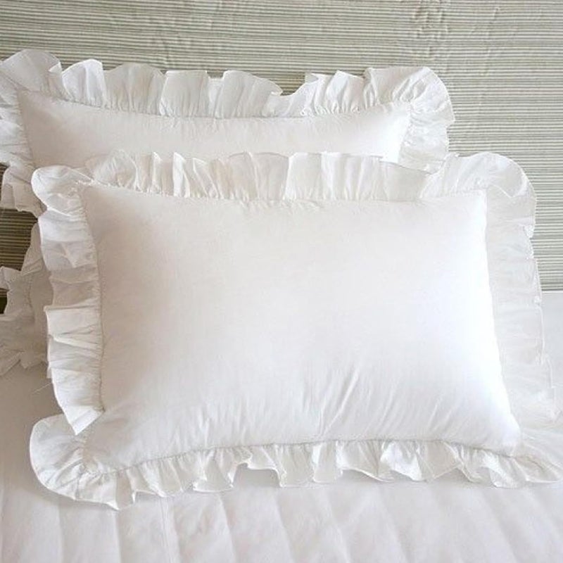 Fashionable Ruffle Edges Bed Cover Sturdy Polyester Fabric Machine Washable Decorative Home Accessory Romance Bedroom Pillow Cover - Image 4