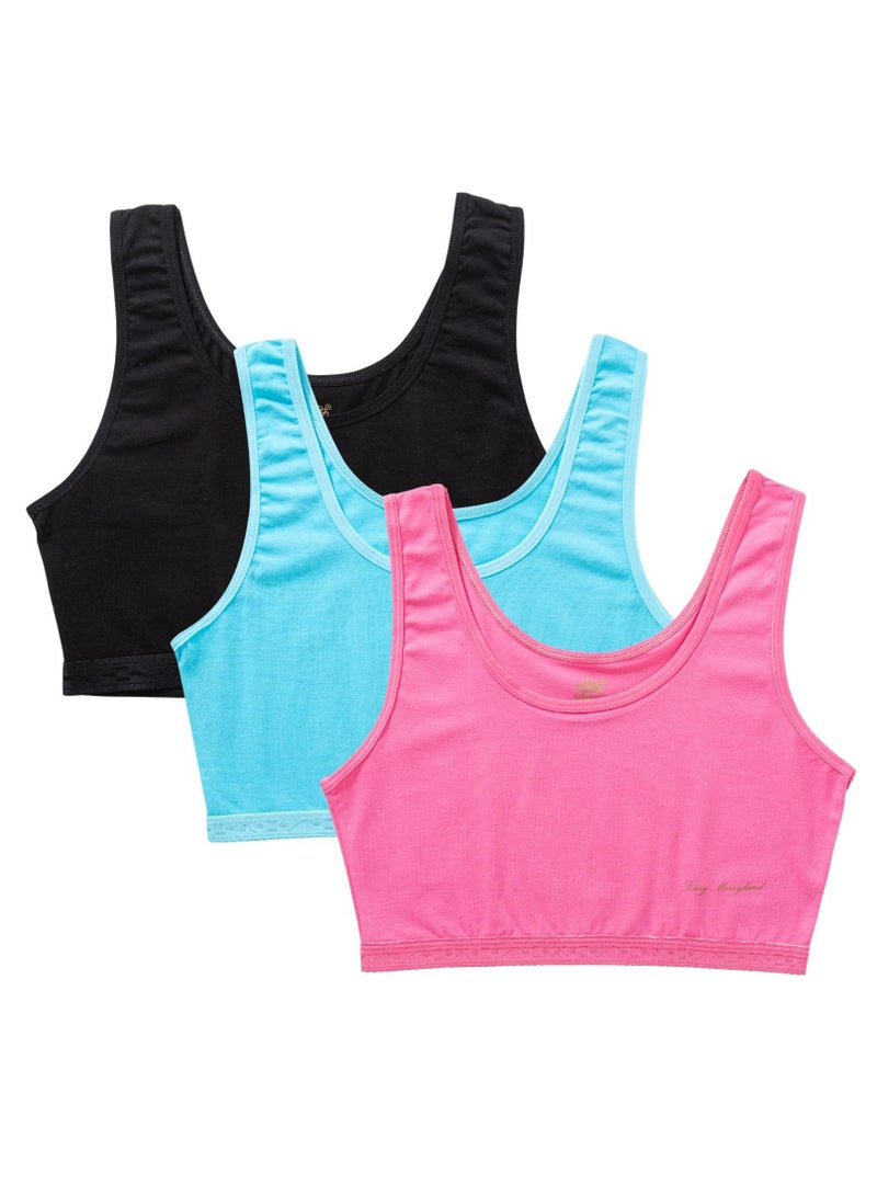 King Merryland Pack of 3 Cotton Non Padded Soft Bra for Women - Image 1