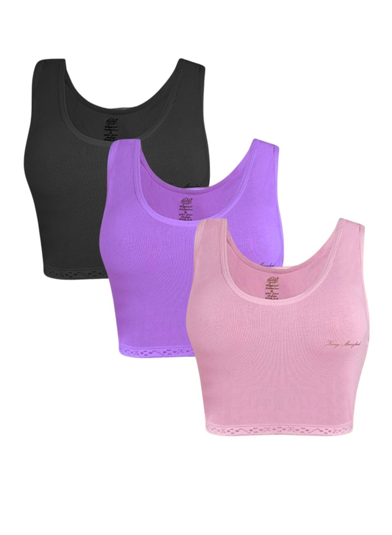 King Merryland Pack of 3 Cotton Non Padded Soft Bra for Women  - Image 1