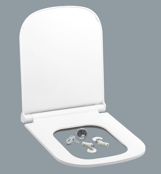 VERVE SOFT CLOSE TOILET SEAT COVER WITH HINGES STANDARD SIZE WHITE I COMMODE SEAT COVER I SEAT CLOSES QUIETLY WITHOUT SLAMMING SOUND I FOR BATHROOM FIXTURES