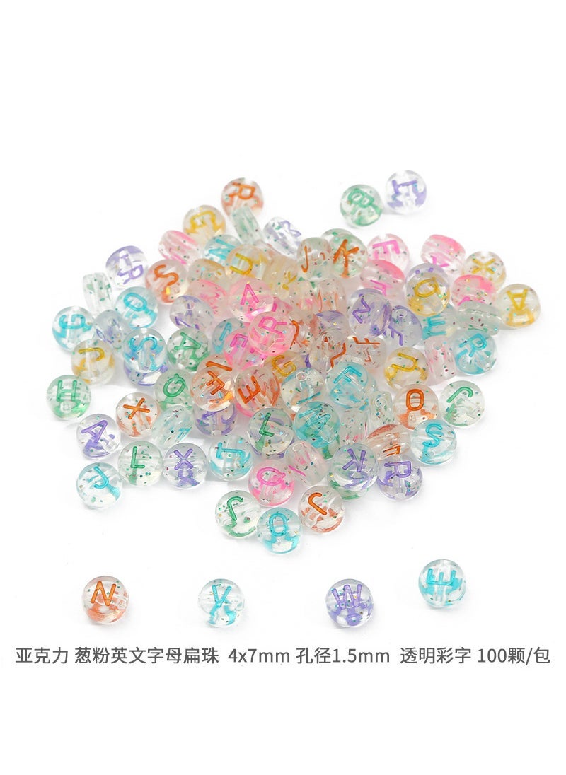 Generic 4*7mm acrylic loose beads English letter flat beads diy children's early education beaded jewelry accessories bracelet weaving - Image 1