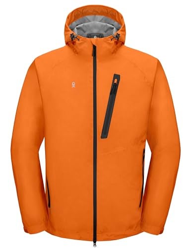 Little Donkey Andy Men's High-performance Waterproof Rain Jacket Ultra Lightweight Outdoor Rain Coat Shell for Golf Orange S - Image 2