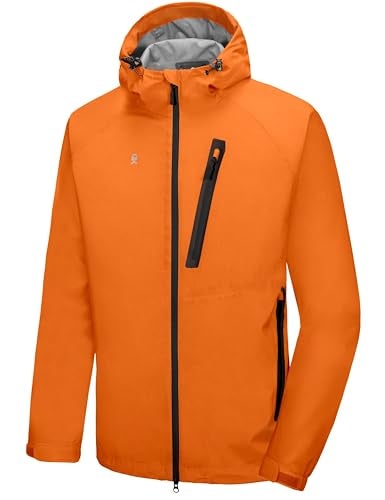 Little Donkey Andy Men's High-performance Waterproof Rain Jacket Ultra Lightweight Outdoor Rain Coat Shell for Golf Orange S - Image 1