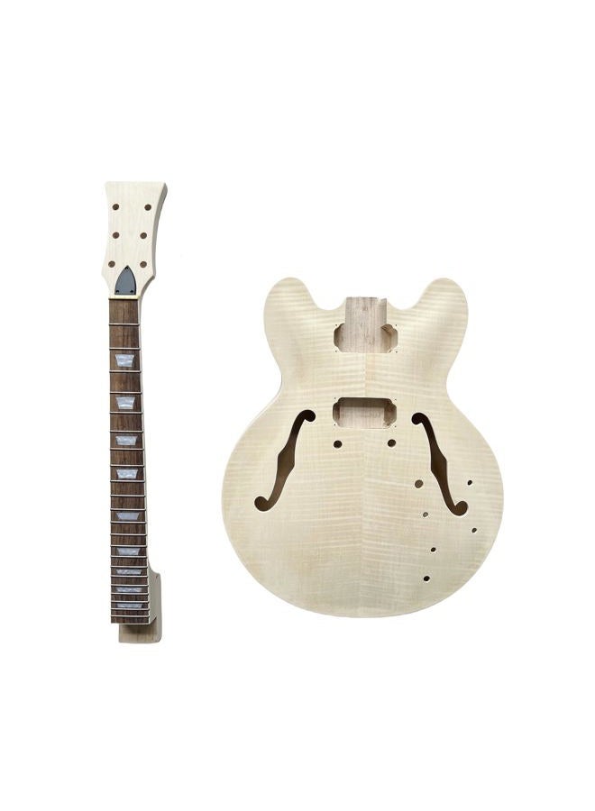 DBL DIY Electric Guitar Kit,Semi-Hollow Body Electric Guitar,with Paulownia Wood Core and Maple Plywood,6 Strings,Build Your Own Guitar - Image 2