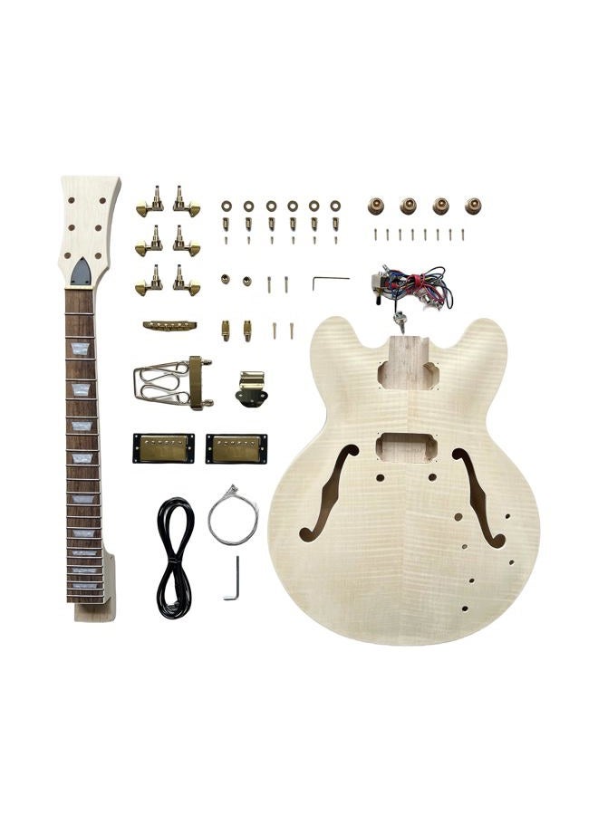 DBL DIY Electric Guitar Kit,Semi-Hollow Body Electric Guitar,with Paulownia Wood Core and Maple Plywood,6 Strings,Build Your Own Guitar - Image 1