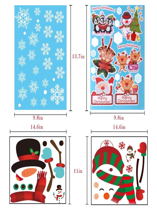 وولاين مجموعة ملصقات عيد الميلاد من والين، 64 قطعة، للثلاجة والنوافذ والجدران، ملصقات ثلجية على شكل رجل ثلج ورقاقات ثلجية، زينة عيد الميلاد للثلاجة والباب والجراج وخزائن المكتب (4 أوراق). - Image 2