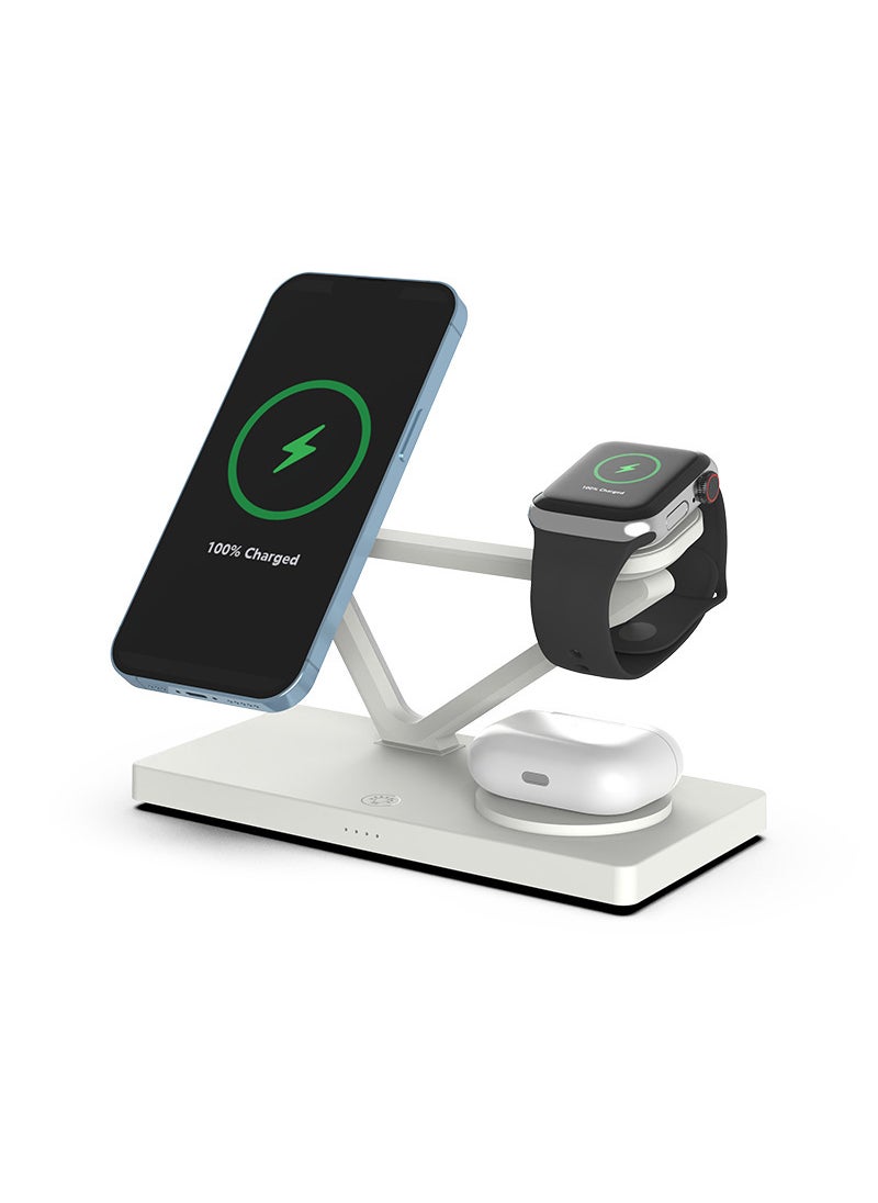 Generic - New Cross-Border Magnetic Five-One Wireless Charger Suitable For Apple Earphones Watch Ultra-Fast Charging Stand CE Certified White - Image 1