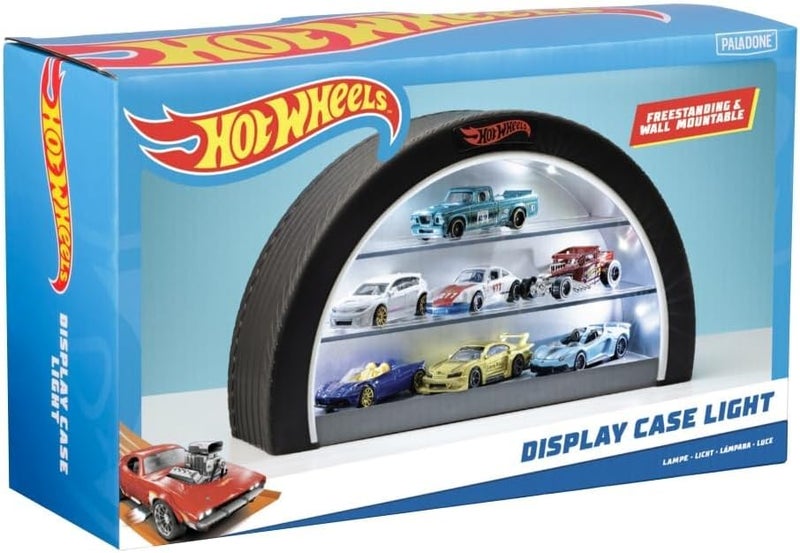 Paladone Hot Wheels Display Case Light - Officially Licensed Mattel Merchandise, Light Up Case Holds 8 Cars, Wheel Shaped Wall Moutable or Freestanding, Gift for Collectors - Image 1