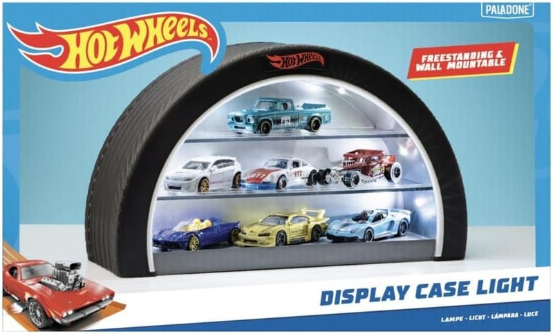 Paladone Hot Wheels Display Case Light - Officially Licensed Mattel Merchandise, Light Up Case Holds 8 Cars, Wheel Shaped Wall Moutable or Freestanding, Gift for Collectors - Image 2