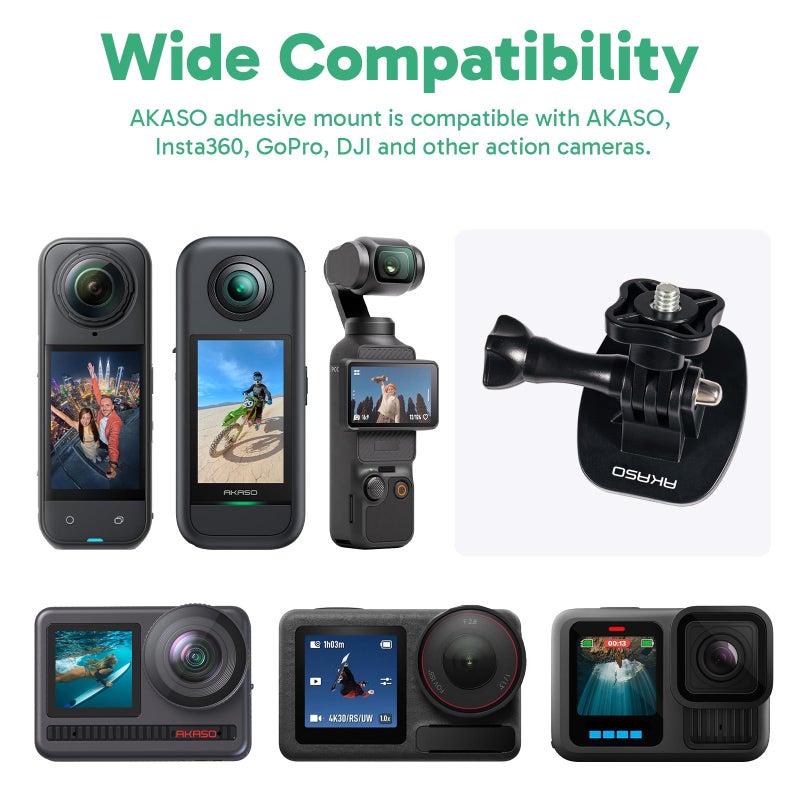 AKASO Adhesive Mount Kit Helmet Sticky Mount Accessory Kit for GoPro Hero13 12 11 10 9, Insta 360 X5 X4 X3, DJI, 360/EK7000/EK7000 Pro/Brave 4/Brave 4 Pro/Brave 7 LE/Brave 7 Action Cameras - Image 4