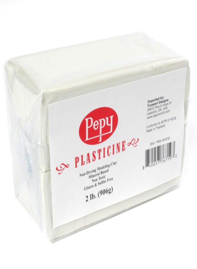 Pepy Reusable and Non-Drying Oil-Based Plasticine Modeling Clay, White, 2 Pounds, Sulfur-Free & Non-Toxic, Great for Kids, Beginners, and Artists, Perfect for Arts and Crafts Projects - Image 1