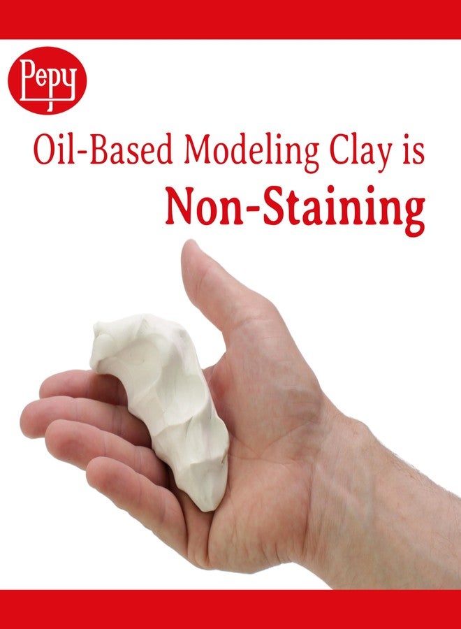 Pepy Reusable and Non-Drying Oil-Based Plasticine Modeling Clay, White, 2 Pounds, Sulfur-Free & Non-Toxic, Great for Kids, Beginners, and Artists, Perfect for Arts and Crafts Projects - Image 5