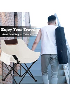 Generic Folding Chair Heavy Support 330 lb Moon Chair with Tote Bag, Outdoor Quad Back Cushion with Side Pockets, Compact Foldable Steel Frame for Durability and Reliability  - Image 2