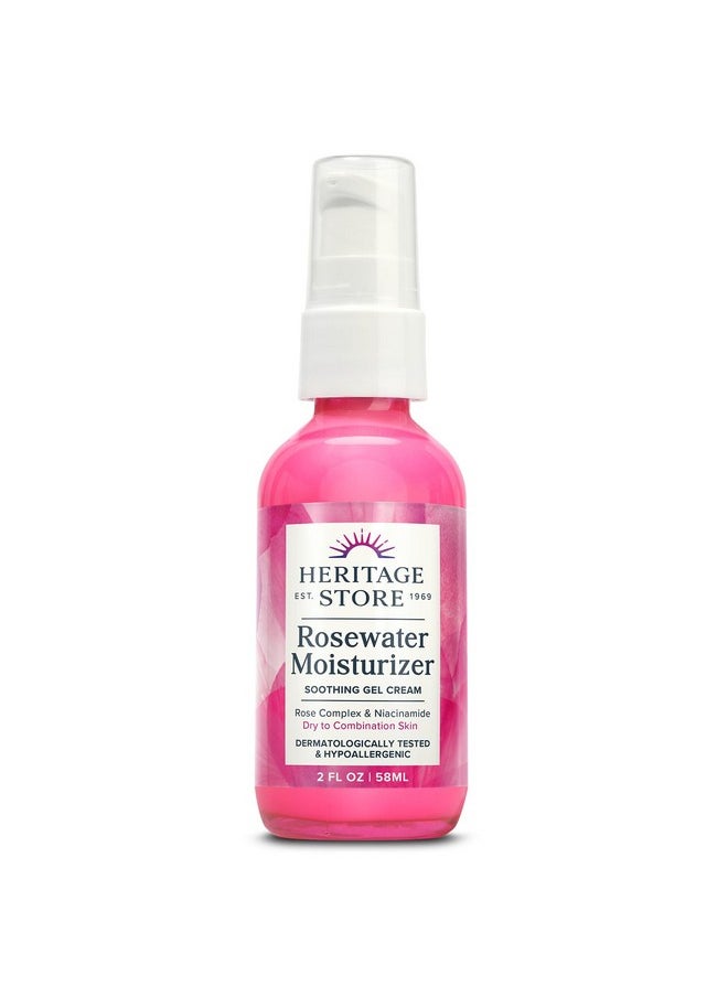 Heritage Store - HERITAGE STORE Rosewater Facial Moisturizer - Soothing Gel Cream w/Rose Complex, Niacinamide and Hyaluronic Acid - Dry to Combination Skin - Hypoallergenic, Vegan, Cruelty Free, 60-Day Guarantee, 2oz - Image 1