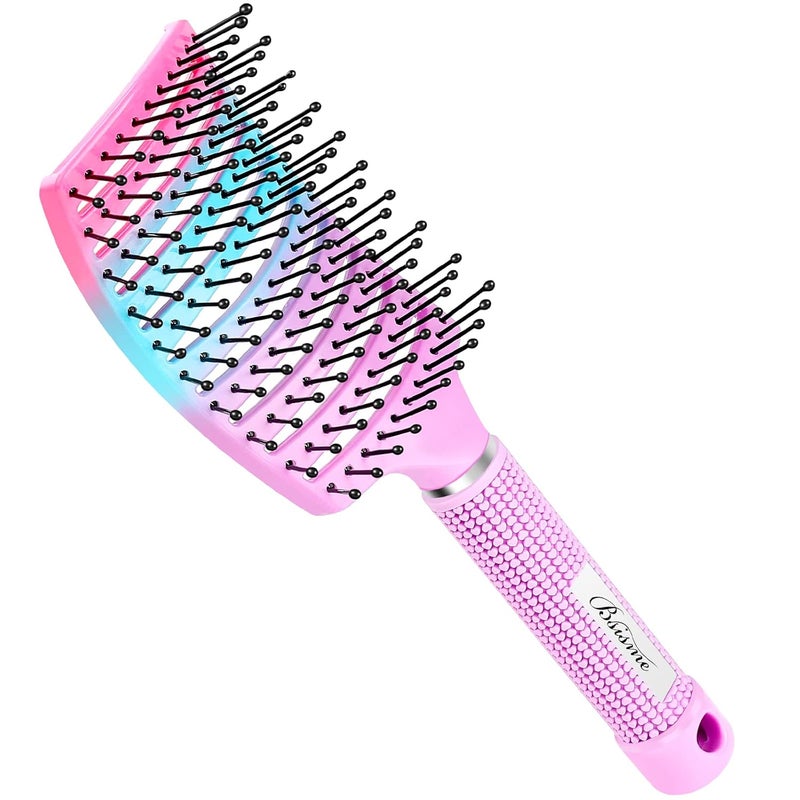 Bsisme Hair Brush, Curved Vented Brush Faster Blow Drying, Paddle Detangling Hair Brushes for Women Men, Professional Curved Vent Styling Brush for Wet Dry Curly Thick Straight Hair - Image 1