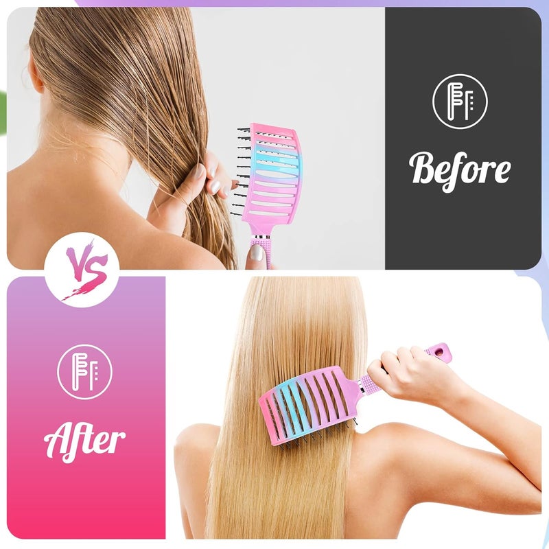 Bsisme Hair Brush, Curved Vented Brush Faster Blow Drying, Paddle Detangling Hair Brushes for Women Men, Professional Curved Vent Styling Brush for Wet Dry Curly Thick Straight Hair - Image 3