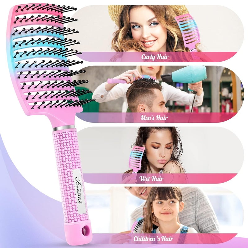 Bsisme Hair Brush, Curved Vented Brush Faster Blow Drying, Paddle Detangling Hair Brushes for Women Men, Professional Curved Vent Styling Brush for Wet Dry Curly Thick Straight Hair - Image 4