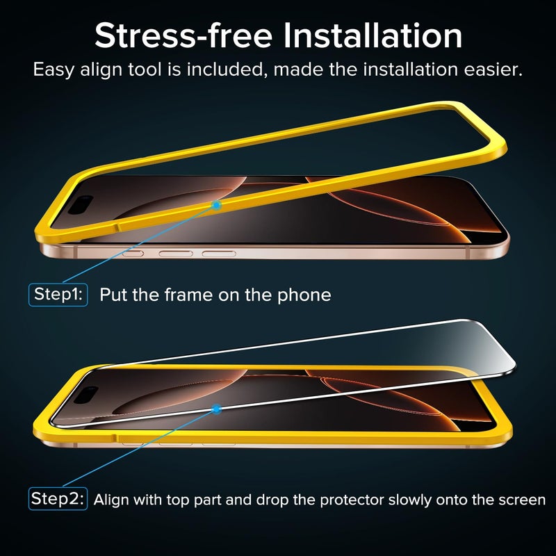 ivoler 2-Pack Tempered Glass for iPhone 16 Pro Max 6.9" Screen Protector with [Alignment Frame], Anti-Scratch, Case Friendly, Transparent HD Clear Film - Image 3