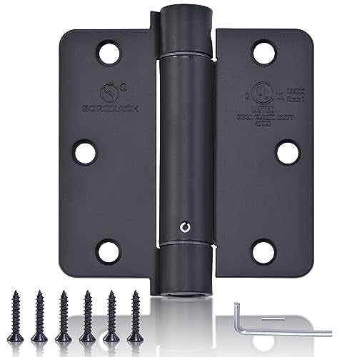 SORGMACH Self Closing Hinge 3 ½"x 3 ½" Adjustable 3 1/2 Inch Matte Black Auto Close Spring Hinges Door Closer Hinge 1/4" Radius Corner for Commercial Grade Auto Self-Closing 3 Pieces - Image 1