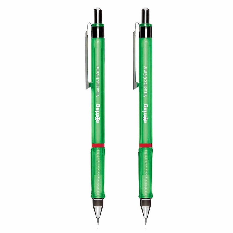 Rotring Visuclick 07mm Mechanical Pencil 2B Lead Green Barrel 2 Pieces - Image 1