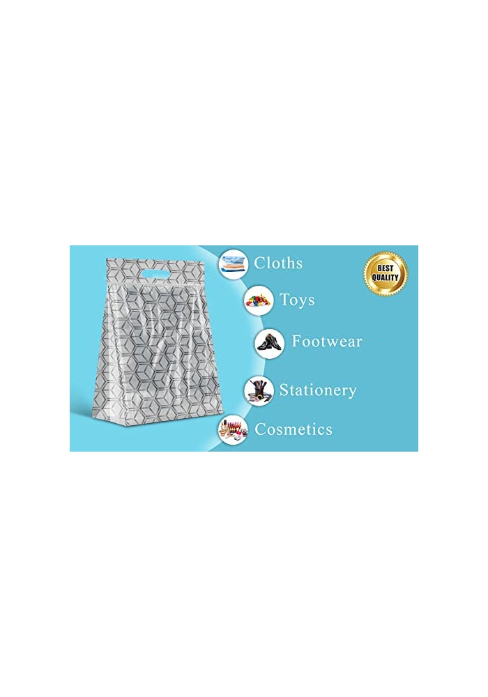 shalimar حقيبة شاليمار ذات القفل بسحاب القابلة لإعادة الاستخدام كبيرة جداً – حقيبة متعددة الاستخدامات للتسوق مع مقبض – عبوة من 2 (20 حقيبة) – لون فضي - Image 4