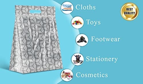 Shalimar Zip 'N' Lock Press - Fit Bag (Reusable) size (Extra Large) ZipLock Bag/MultiPurpose Shopping Bag With handle Pack of - 2 (20 Bags) Color - Silver - Image 4